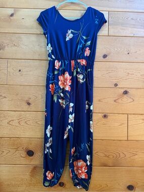 Chenault girl Navy Floral Kids One-Piece jumpsuit size 12